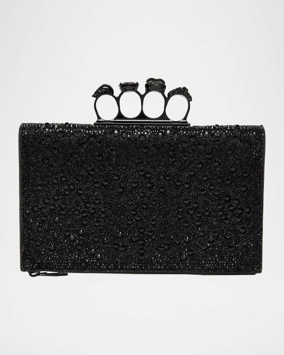 Knuckle Flat Crystal Clutch Pouch Bag